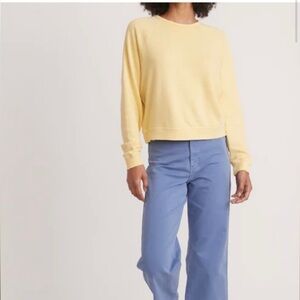 Marine Layer June Vintage Terry Sweatshirt In Pale Banana Size Medium
